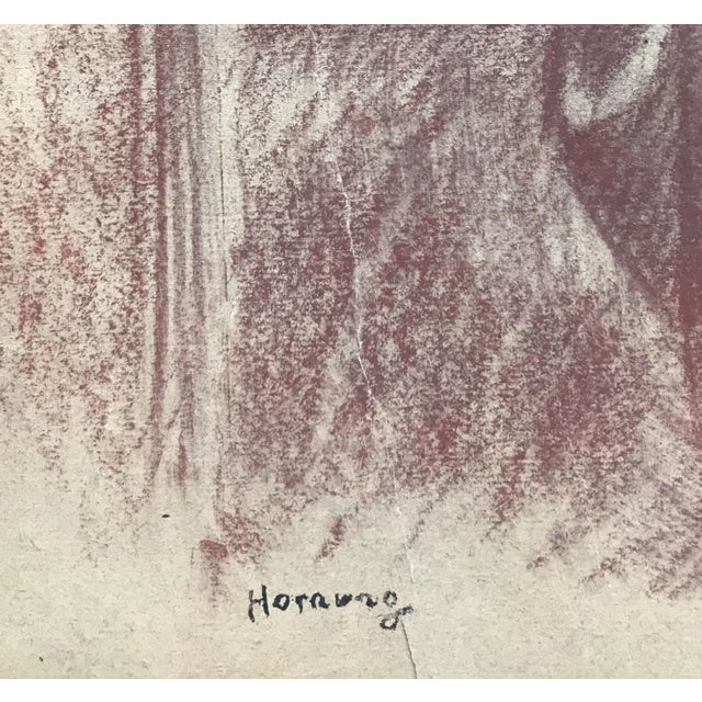 Charles Émile Moses Hornung, Jeune femme pensive, 1912, Sanguine on Paper For Sale - Image 3 of 8