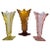 Art Deco Pink, Yellow and Orange Glass Vases, Bohemia, Set of 3 For Sale