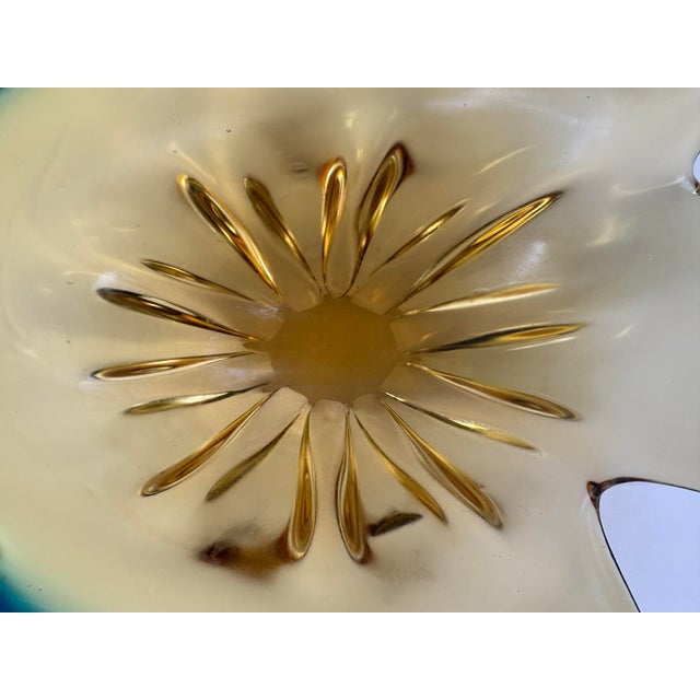 Mid-Century Modern Vintage Amber and Teal Blue Murano-Style Art Glass Fish Bowl For Sale - Image 3 of 11