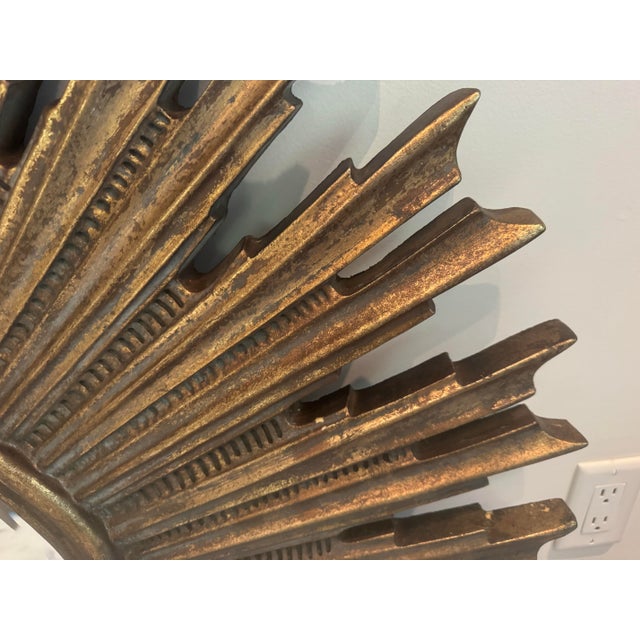 Gold Oversized Giltwood Sunburst Mirror For Sale - Image 8 of 8