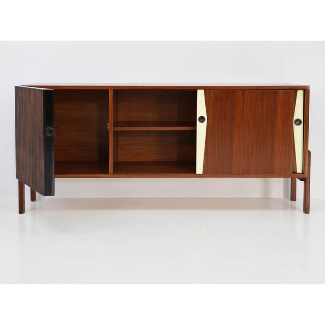 1950s Sideboard with Asymmetrical Details and Sliding Doors from La Permanente Mobili Cantù, Italy, 1950s For Sale - Image 5 of 10