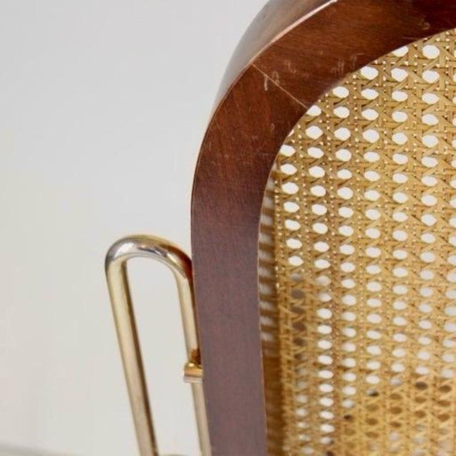 Mid-Century Modern Brass and Wicker Rocking Chair, 1970s For Sale - Image 12 of 13