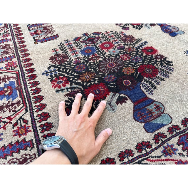 2000 - 2009 Pictorial Ivory Vase Design Hand-Knotted Wool Rug - 7'1" X 9'2" For Sale - Image 5 of 14