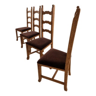 Danish Carved Oak Dining Chairs in the style of Skønvirke, 1930s, Set of 4 For Sale
