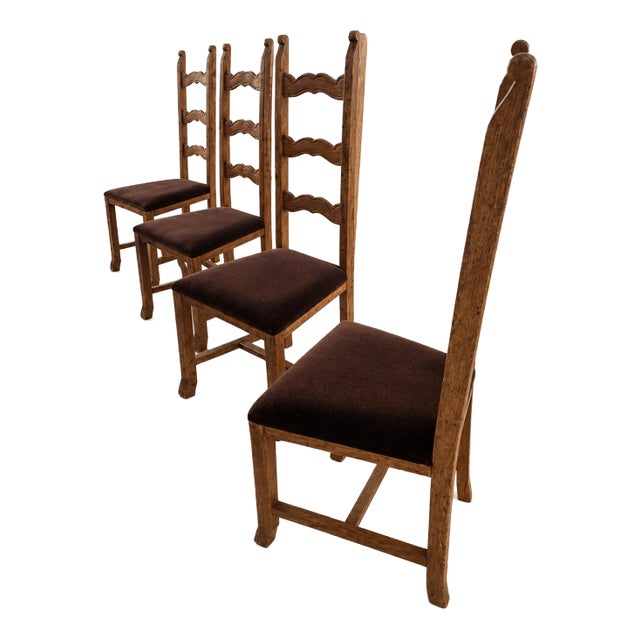 Danish Carved Oak Dining Chairs in the style of Skønvirke, 1930s, Set of 4 For Sale