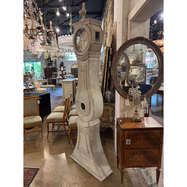 Gustavian (Swedish) 19th Century Swedish Gustavian Painted Grandfather Clock For Sale - Image 3 of 5