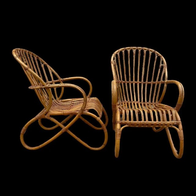 Set of Rattan Armchairs, 1950s For Sale - Image 11 of 17