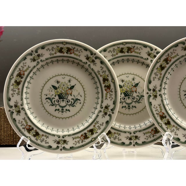 Green Vintage Royal Doulton "Provencal" Fine China Bread & Butter Plates - Set of 6 For Sale - Image 8 of 12