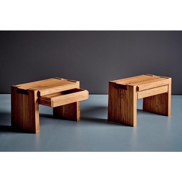 Pair of Pierre Chapo T38 Bedside Tables in oak by Chapo Creations, Excellent Condition and ready to go. This piece is...