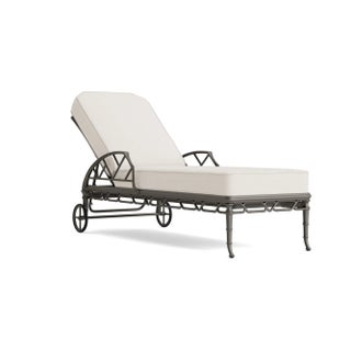 Brown Jordan Calcutta Adjustable Chaise Lounge, Mica frame with Fusion Natural fabric For Sale