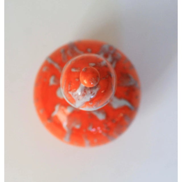 Mid-Century Orange Studio Art Drip Glaze Pottery Bottle Vase For Sale - Image 4 of 7