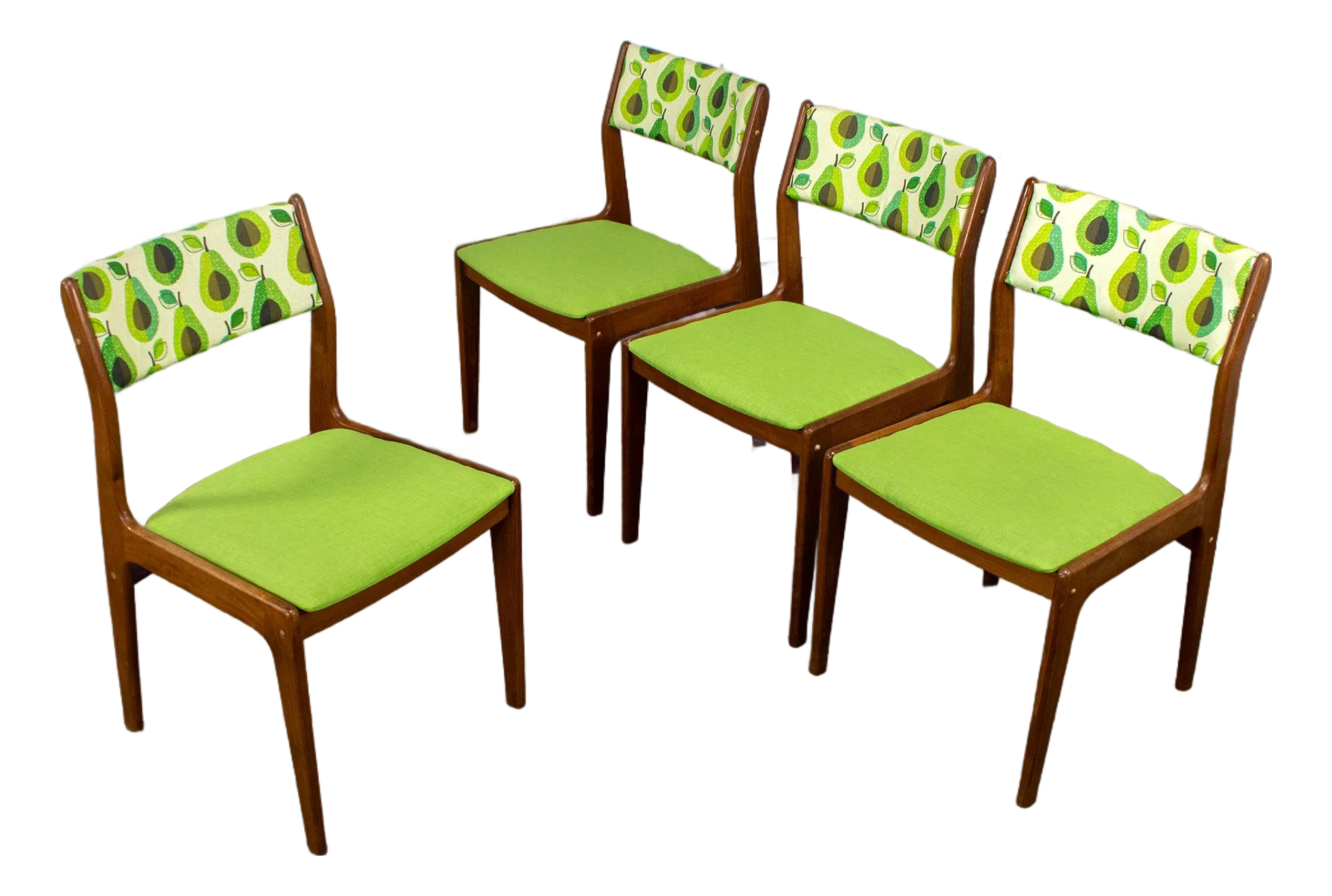 1970's Scandinavian Modern Dining Chairs by D Scan W/ Teak Frames