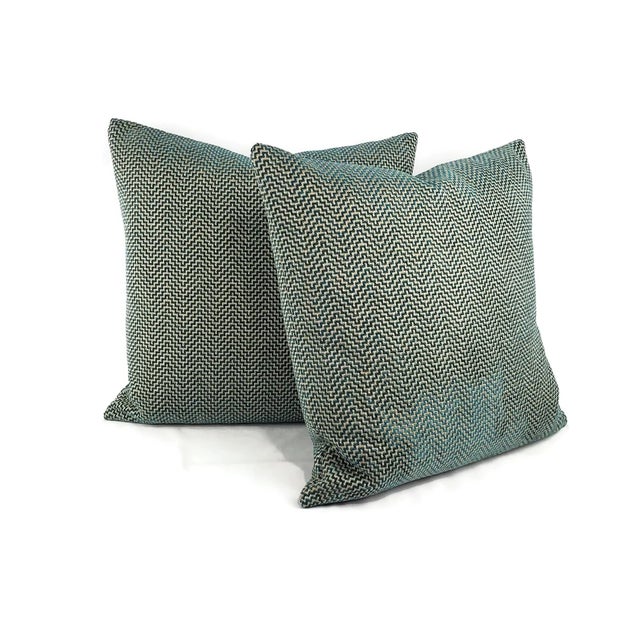 From GP & J Baker is GLANVILLE in Teal. This pillow cover showcases a sophisticated geometric pattern in shades of teal...