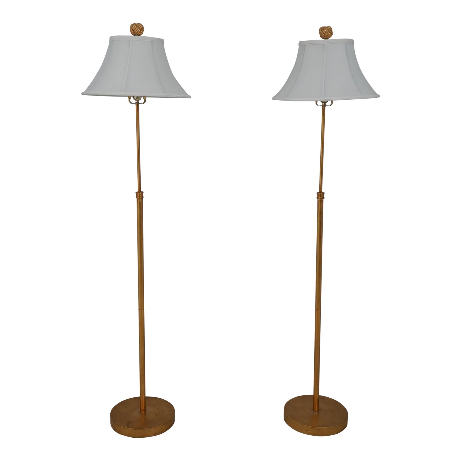 Pair Modern Design Gold Finish Floor Lamps Chairish