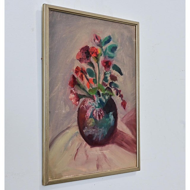 French Vintage Floral Still Life in New Frame For Sale In Baton Rouge - Image 6 of 8