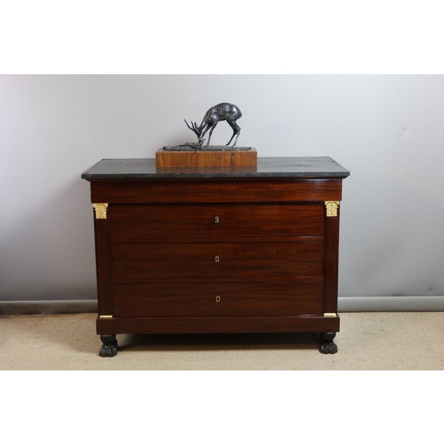 Bronze sculpture signed by ary bitter (1883-1973) depicting an antelope and her calf on a wooden base. The bronze is...