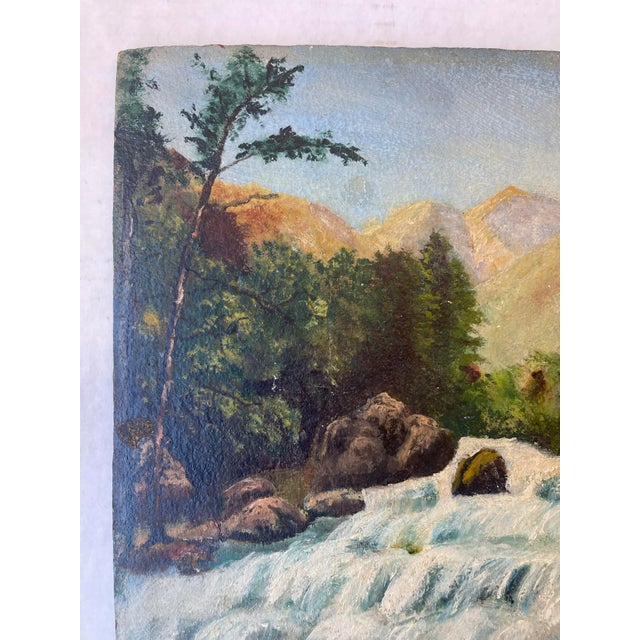 1970s Vintage Signed River Landscape Painting by Tooie-Original Mid-20th Century Mountain Stream Scene on Board. For Sale - Image 5 of 10