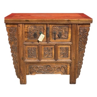 Antique Chinese Carved Altar Coffer Cabinet For Sale