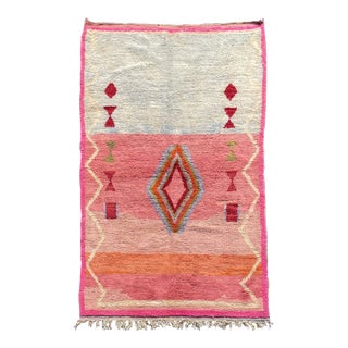 1990s Bicolor Berber Moroccan Boujaad Wool Rug For Sale