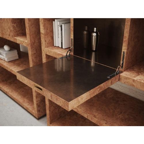 Open Textured Natural Wood High Shelf with Metallic Bronze Finish by Ultramobili For Sale - Image 18 of 18