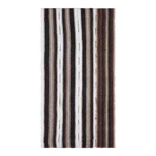 1970s Vintage Handmade Wool Cotton Brown Runner Rug For Sale