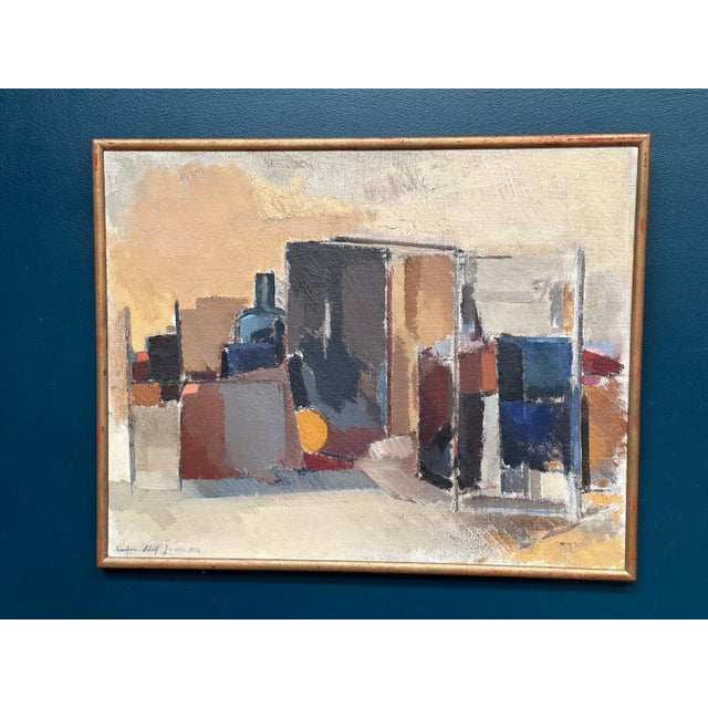 Gustav Adolf Johansson, Blue Bottle and Books, 1962, Oil on Canvas, Framed For Sale - Image 18 of 18