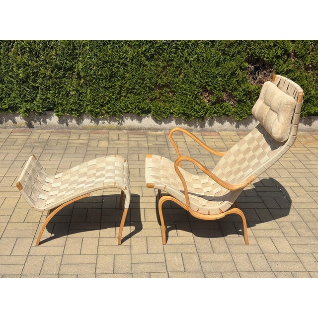 Set of Lounge Chair and Ottoman by Bruno Mathsson, 1970s For Sale - Image 10 of 10