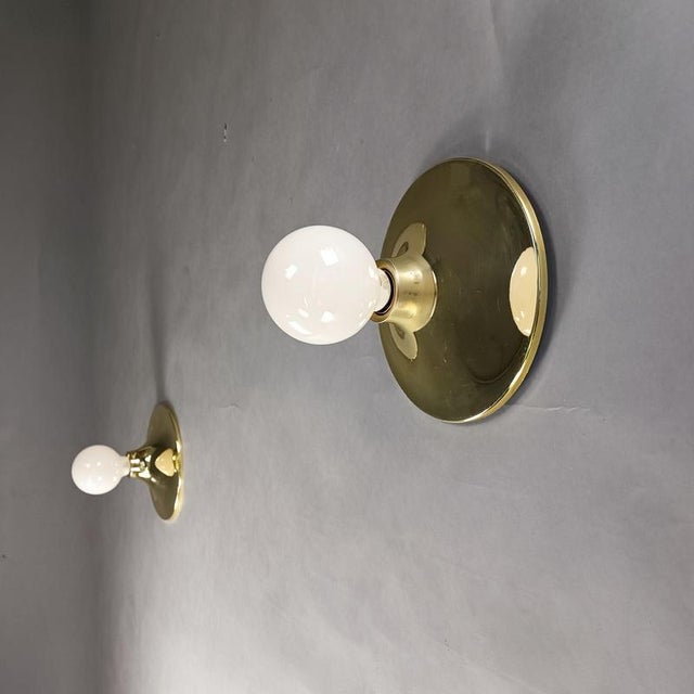 Metal Vintage Golden Wall Lamps, 1960s, Set of 2 For Sale - Image 7 of 7