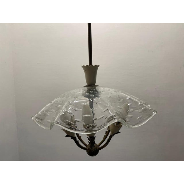 Murano glass bronze light pendant 1950’s murano pulegoso glass shade pulegoso glass, which appears full of bubbles, is...