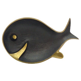 Mid-Century Fish Ashtray in Brass by Walter Bosse for Hertha Baller, 1950s For Sale
