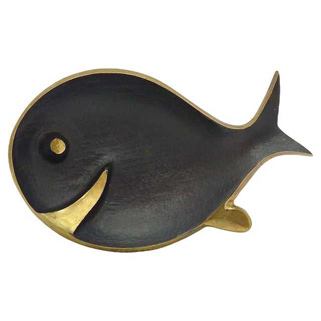 Mid-Century Fish Ashtray in Brass by Walter Bosse for Hertha Baller, 1950s For Sale