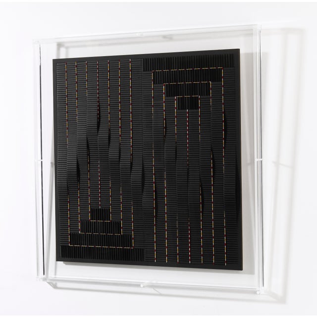 Françoise Luciani, Wavy Black Square, Paper Collage on Foam Board For Sale - Image 3 of 7
