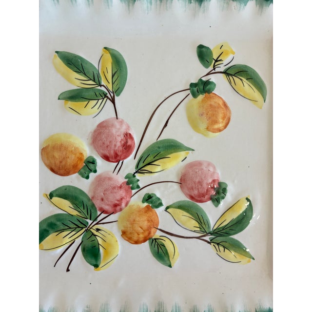 Vintage NSP Italy Hand-Painted Fruit Motif Square Plate For Sale - Image 10 of 11