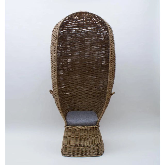 Large Italian Rattan Lounge Chair, 1970s For Sale - Image 4 of 18