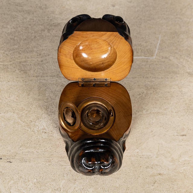 Antique 20th Century Wood of Life Bulldog Inkwell Jar, 1910s For Sale - Image 15 of 18