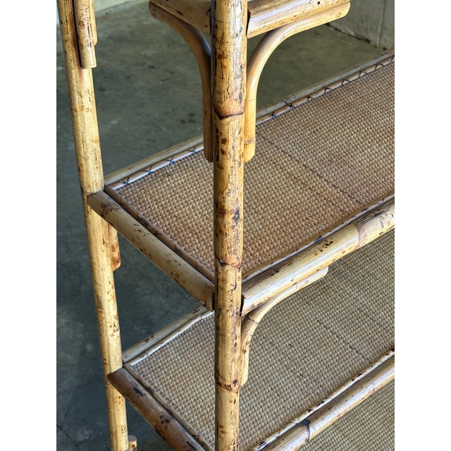 English 1980s Bamboo, Rattan, and Cane British Colonial Style Shelf For Sale - Image 3 of 12