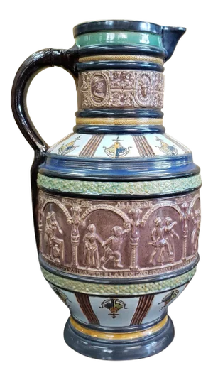 Late 19th Century German Renaissance Revival Style Dancing Farmers Porcelain Krug