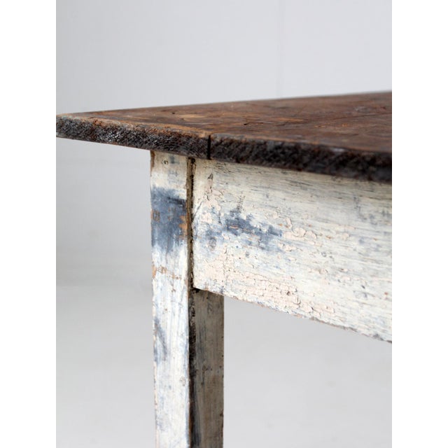Antique Painted Wood Farmhouse Table For Sale - Image 11 of 18