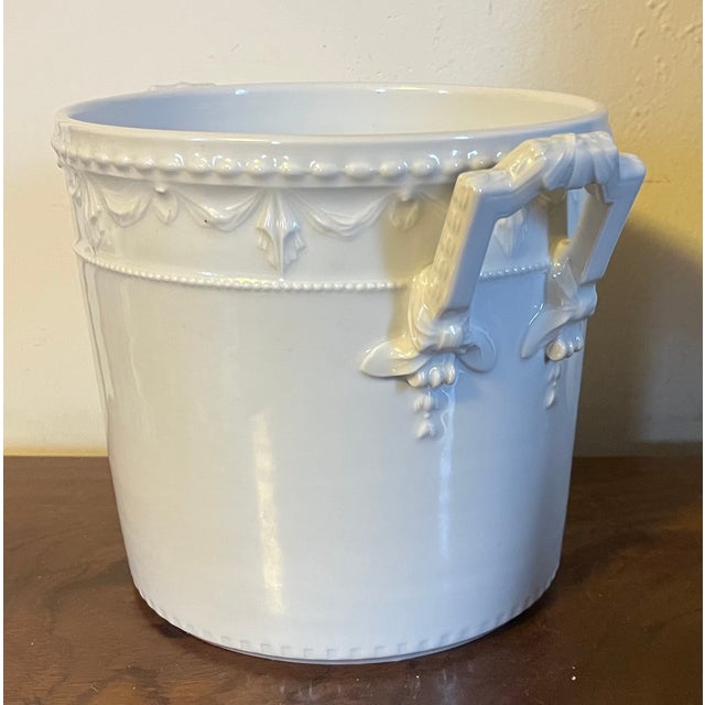 Neoclassical Antique 19th Century KPM Berlin Blanc De Chine Porcelain Ice Pail or Cachepot in the Kurland Pattern For Sale - Image 3 of 12