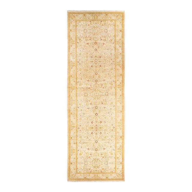 Mogul, One-of-a-Kind Hand-Knotted Runner Rug - Ivory, 4' 2" x 12' 4" For Sale