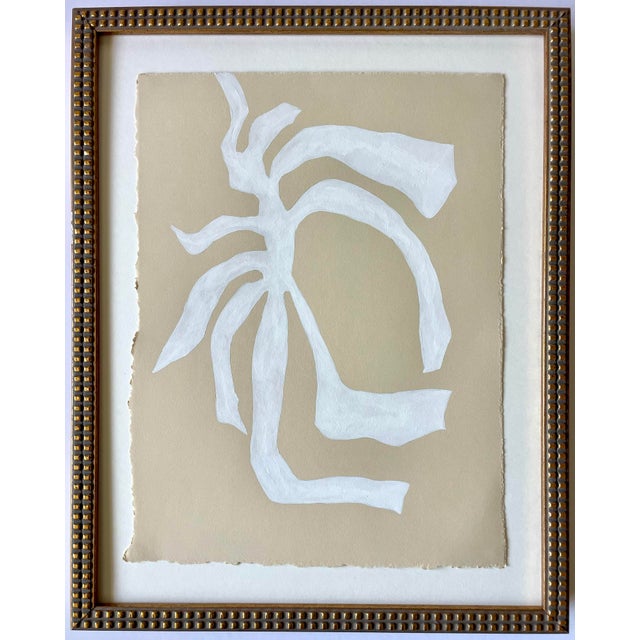 2026 Set of Three Abstract Botanical Paintings on Cotton Paper by Artist r.k. Red For Sale - Image 4 of 7