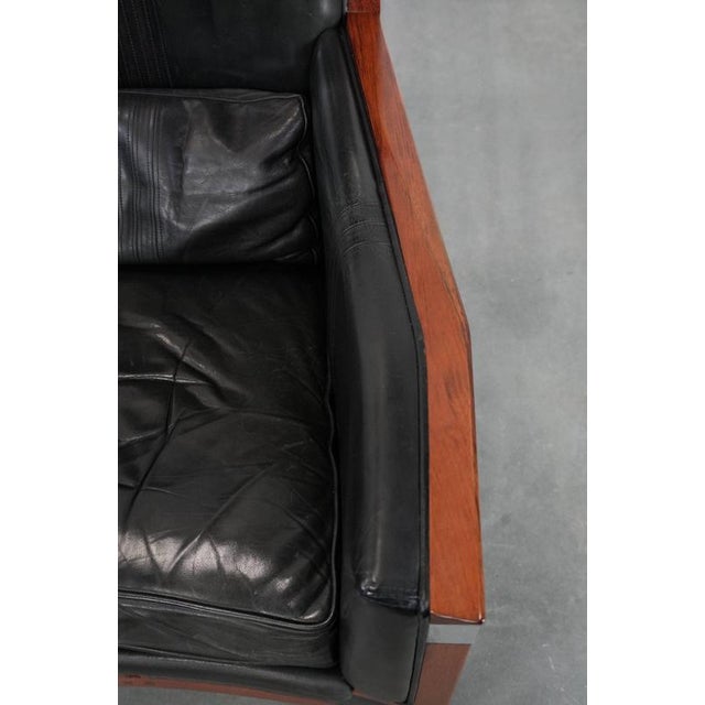 Brown Art Deco Chair in Black Cowhide and Wood by Schuitema For Sale - Image 8 of 16