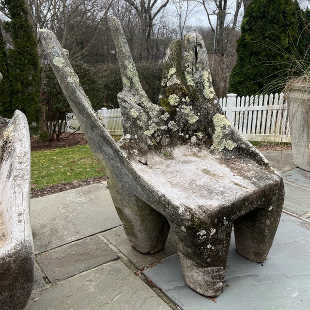 Rustic European Specimen Carved Driftwood Outdoor Chair For Sale - Image 3 of 10
