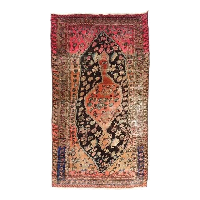 Vintage Wonky Persian Accent Rug - 3'9" x 6'5" For Sale