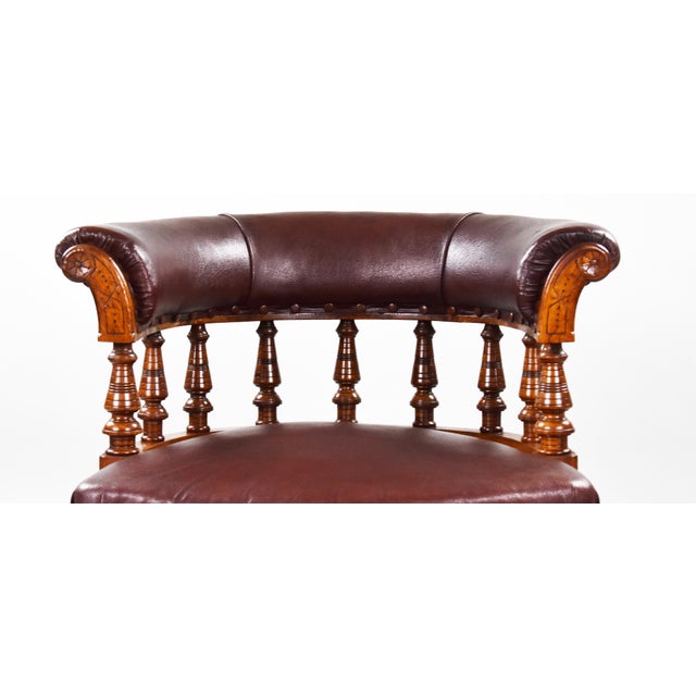 Wood 19th Century Victorian English Oak Armchair For Sale - Image 7 of 10