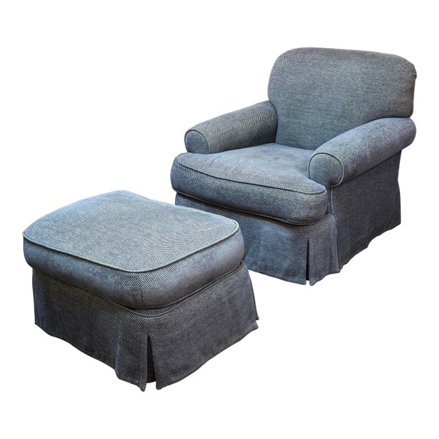 Rolled Arm Chair + Ottoman, Set For Sale