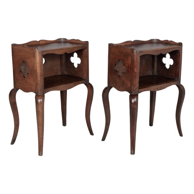 Pair of French Country Louis XV Style Walnut Nightstands For Sale