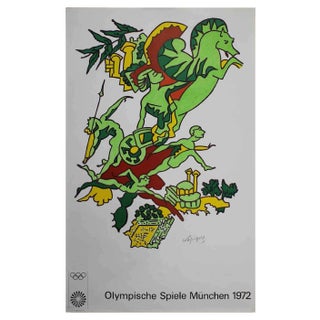 Original Show Jumping Offset Poster by Charles Lapicque, 1972 For Sale