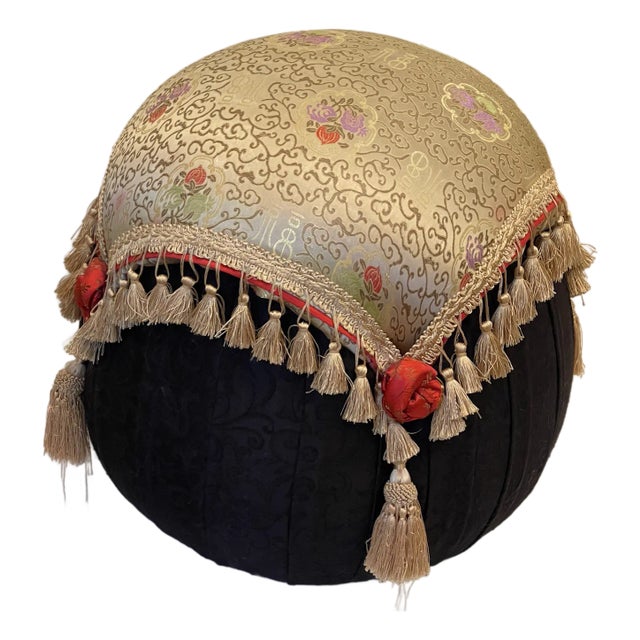 Mid 20 Th C Bernhardt Round Pouf With Tassels For Sale