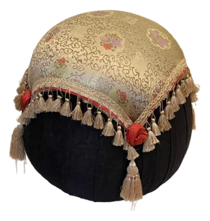 Mid 20 Th C Bernhardt Round Pouf With Tassels